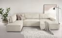 HOME AFFAIRE Wohnlandschaft SHERWOOD U-Form Beige mit Schlaffunktion Bild 2