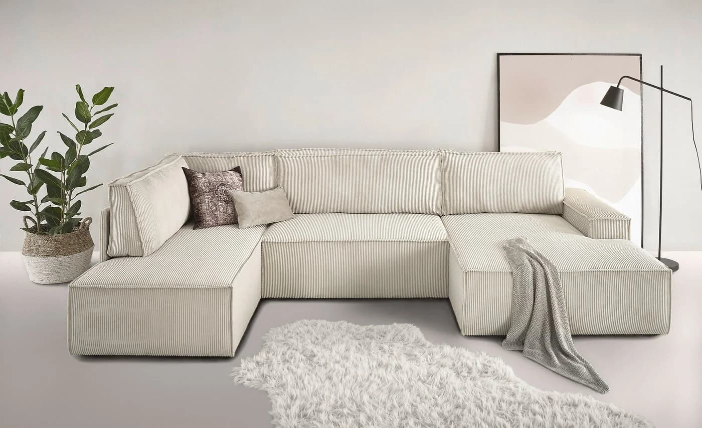 HOME AFFAIRE Wohnlandschaft SHERWOOD U-Form Beige mit Schlaffunktion - Bild 2