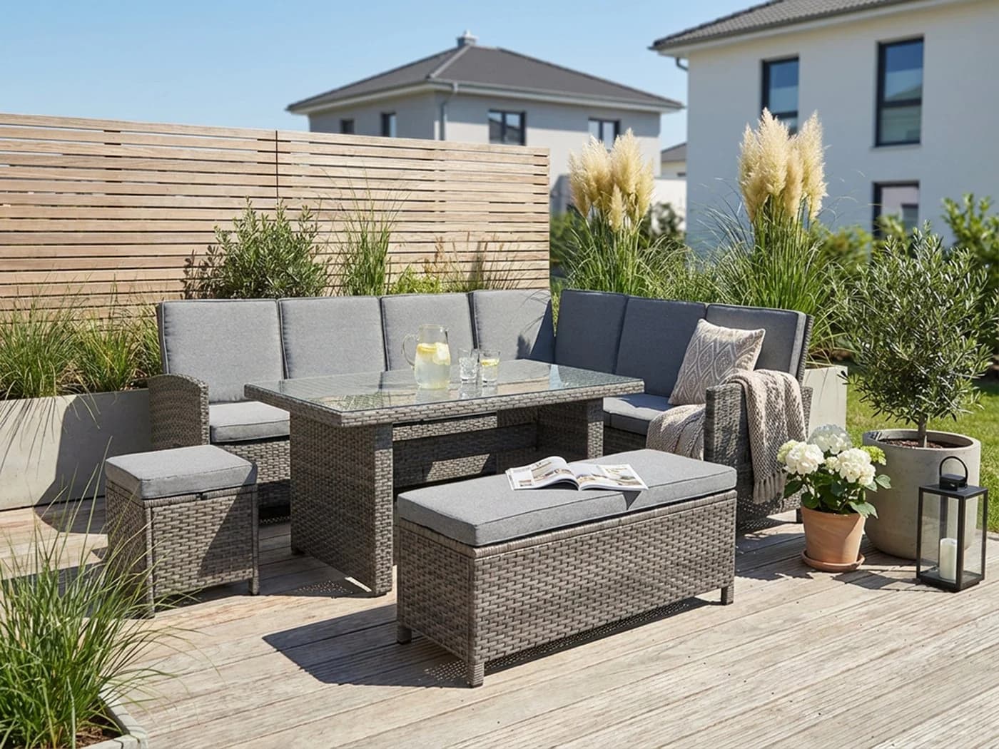 KONIFERA Gartenlounge-Set Paris Grau Aluminium Polyrattan - Bild 2