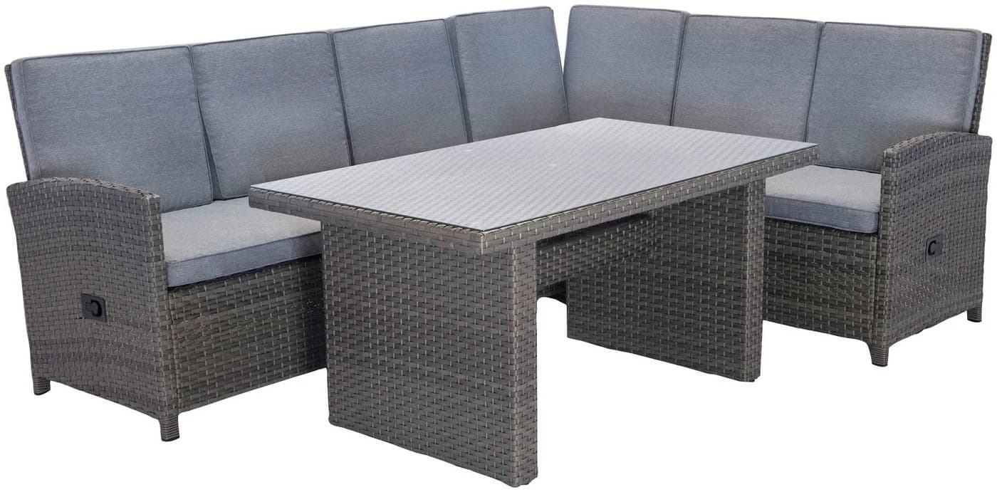 KONIFERA Gartenlounge-Set Paris Grau Aluminium Polyrattan - Bild 3