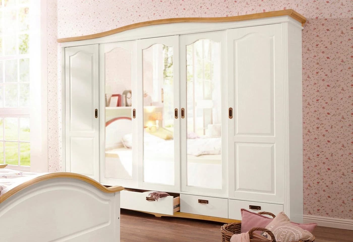 OTTO home Schiebetürenschrank Konrad Landhausstil Weiß Massivholz - Bild 1