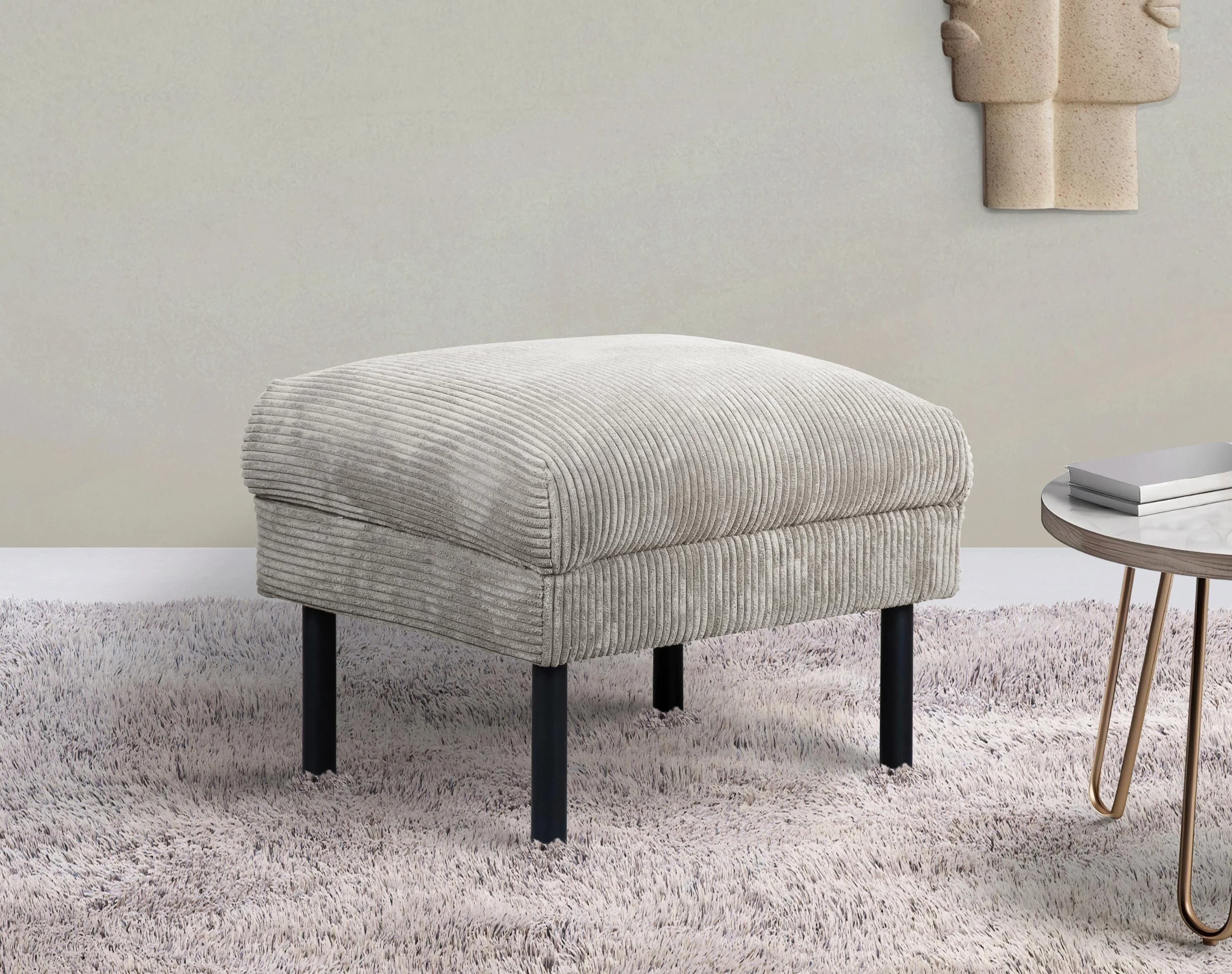 HOME AFFAIRE Lillibeth Polsterhocker Taupe Cord-Optik