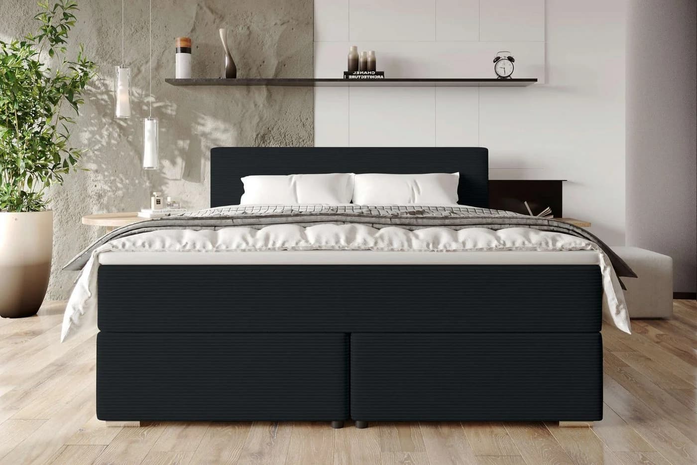 99rooms Boxspringbett Phönix Schwarz mit Taschenfederkernmatratze - Bild 1