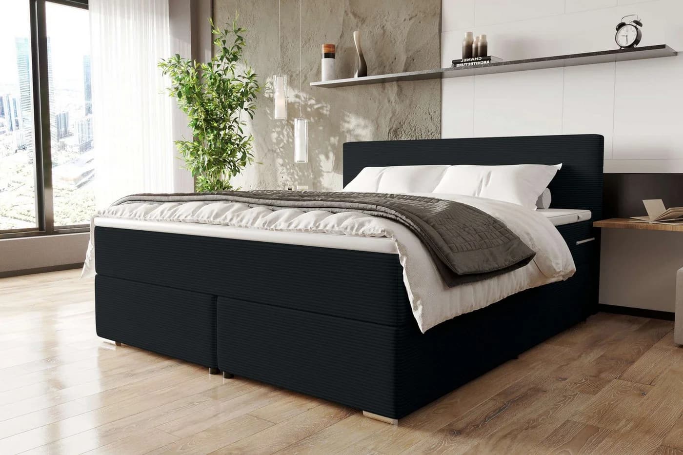 99rooms Boxspringbett Phönix Schwarz mit Taschenfederkernmatratze - Bild 2