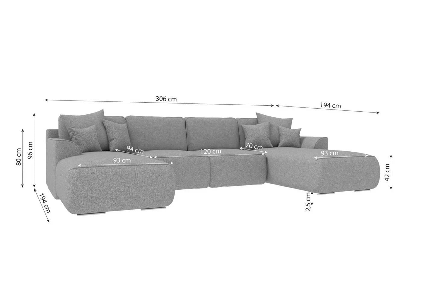 99rooms Wohnlandschaft Gusto U-Form Sofa Schwarz mit Schlaffunktion - Bild 5