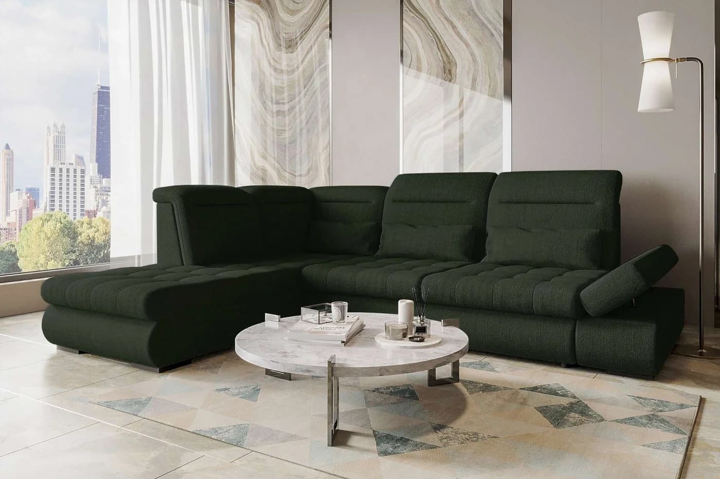 99rooms Ecksofa Toscana L-Form mit Bettfunktion Wintermoos - Bild 2
