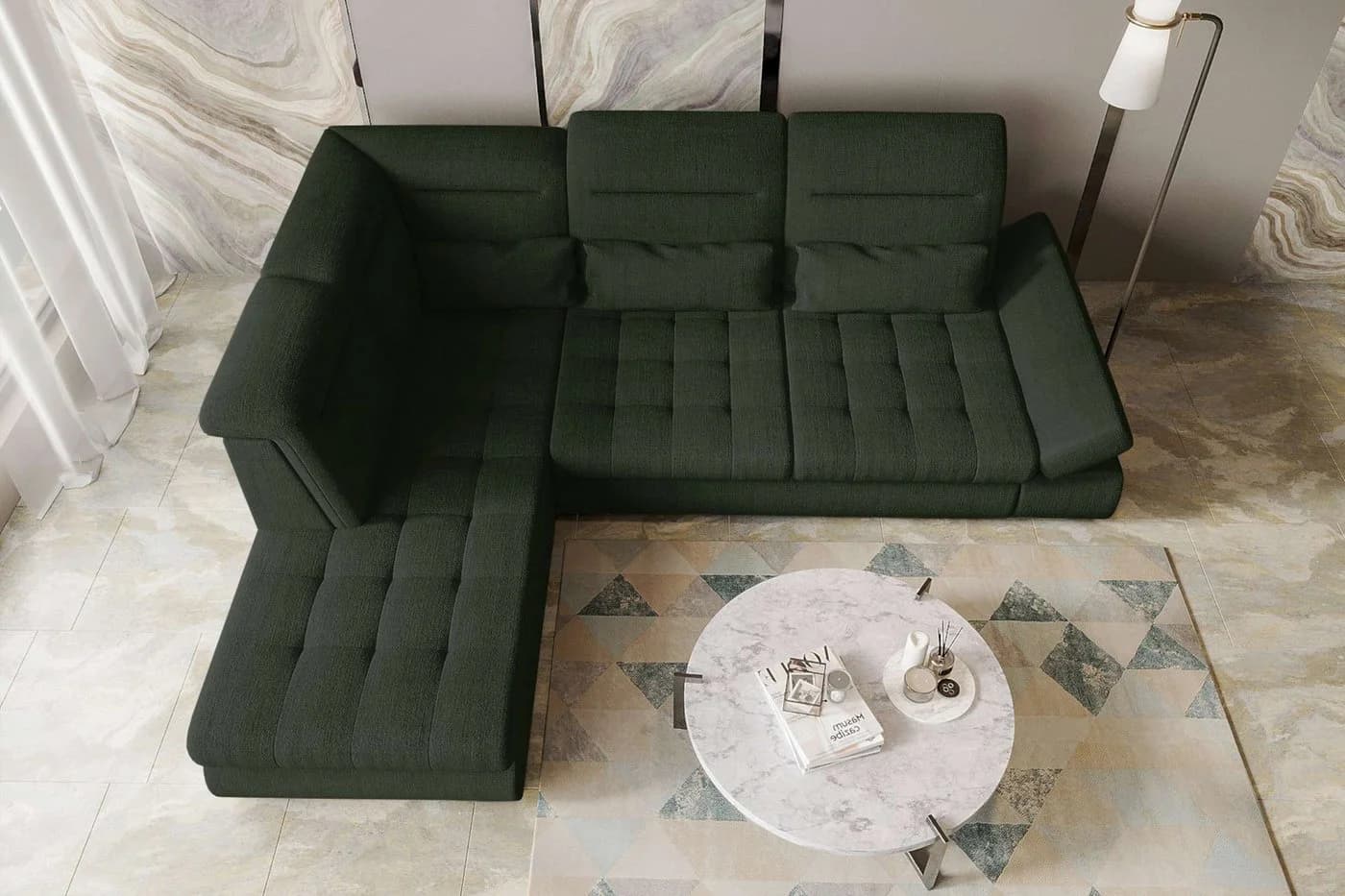 99rooms Ecksofa Toscana L-Form mit Bettfunktion Wintermoos - Bild 3