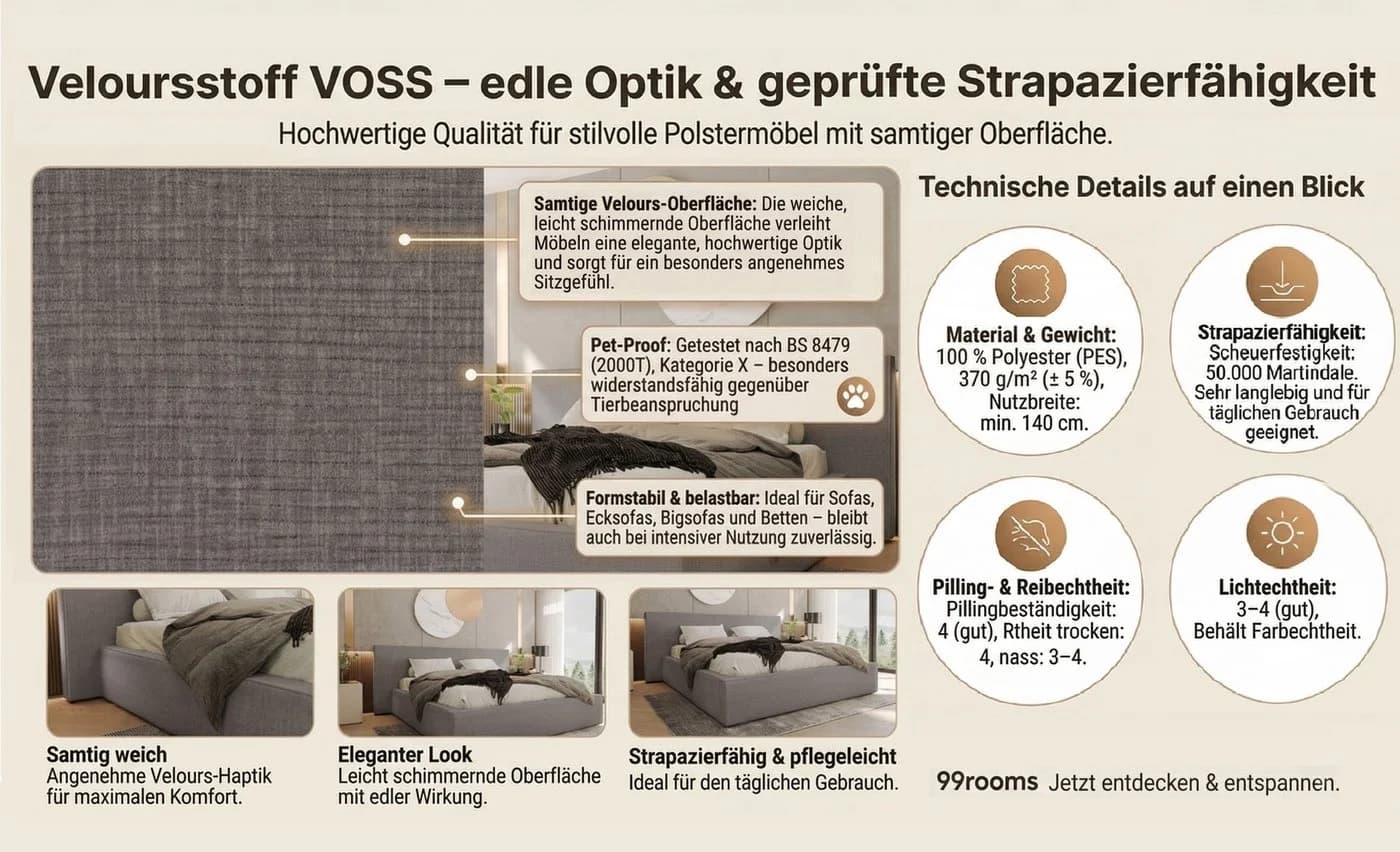 99rooms Polsterbett Tivio Grau mit Bettkasten & Lattenrost - Bild 5