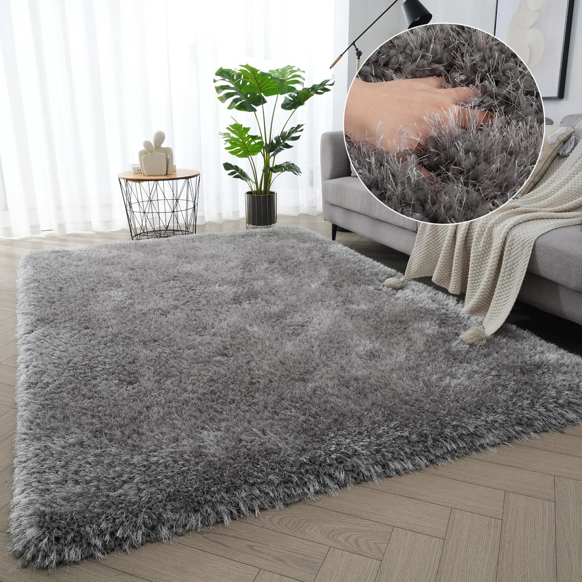 Hochflor-Teppich MY HOME Micro Exclusiv 300x400cm Grau