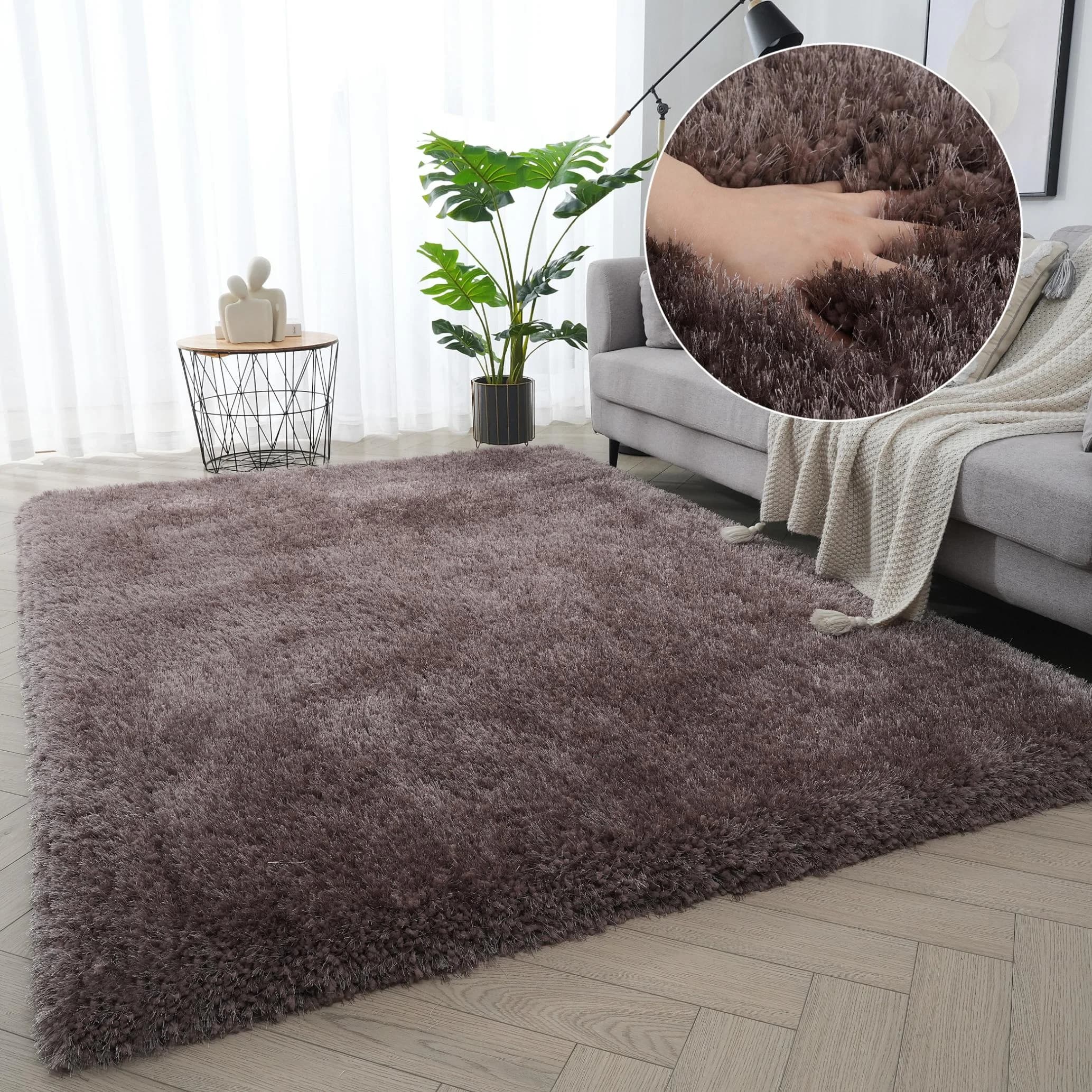 Hochflor-Teppich MY HOME Micro Exclusiv Braun