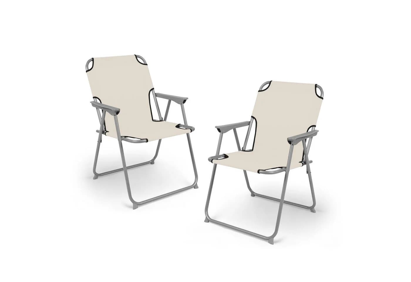 Spetebo Campingstuhl 2er Set Beige Grau Metall Klappstuhl - Bild 2
