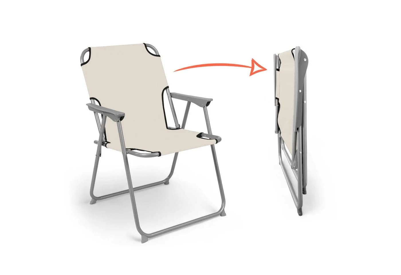 Spetebo Campingstuhl 2er Set Beige Grau Metall Klappstuhl - Bild 3