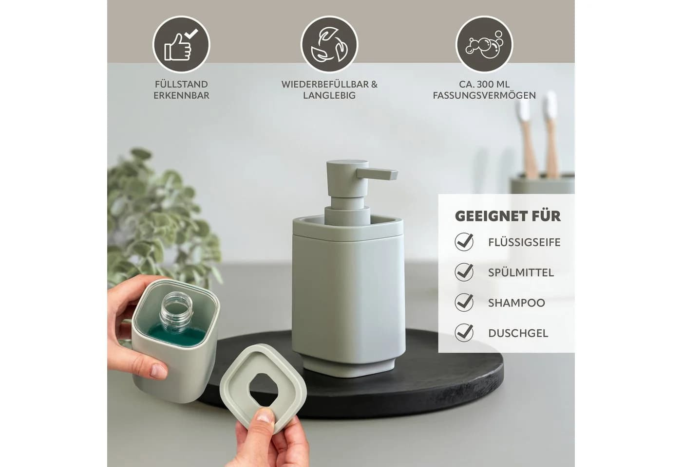 eluno Badaccessoire-Set VALONA 3tlg. Soft-Touch Salbei - Bild 5