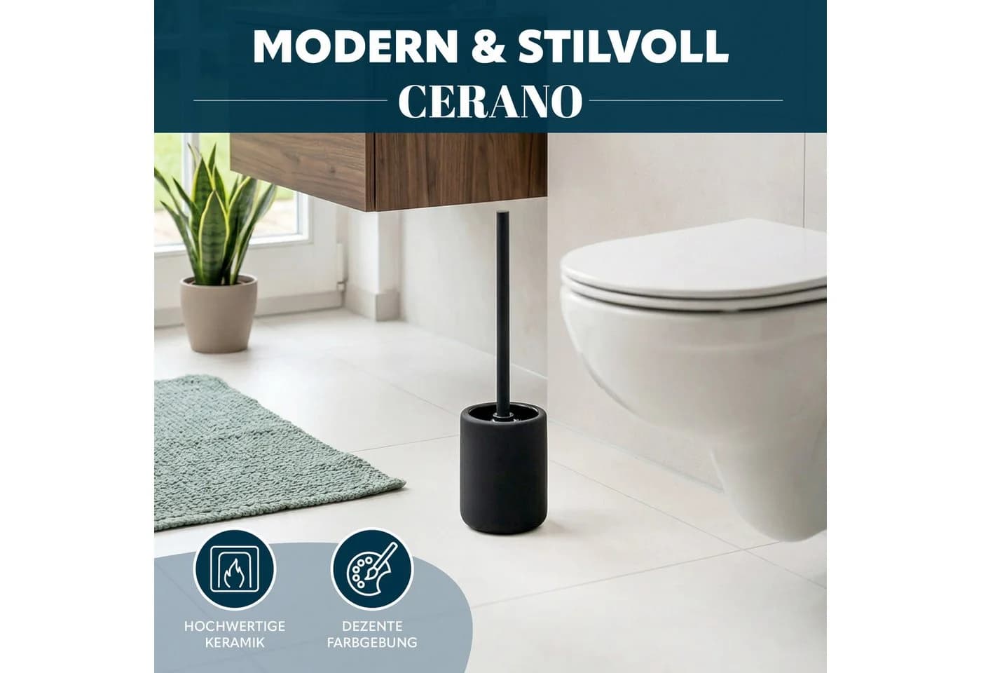 eluno CERANO WC-Garnitur Schwarz Keramik Soft-Touch
