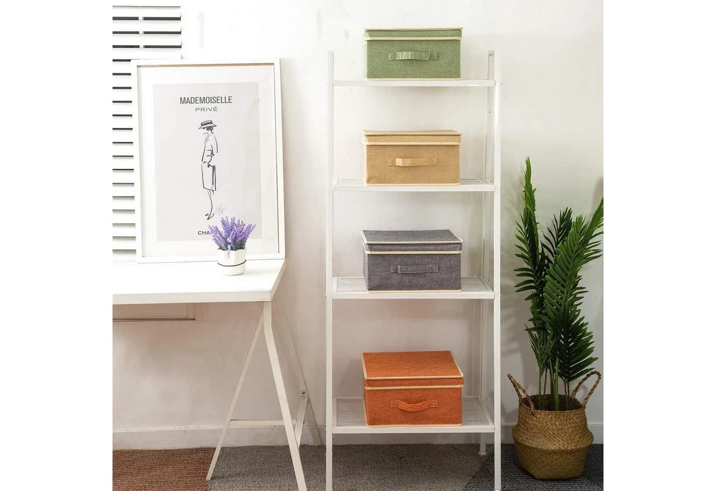 LuxusKollektion Aufbewahrungsbox 4er-Set mit Deckel Orange/Grün/Grau/Beige - Bild 4