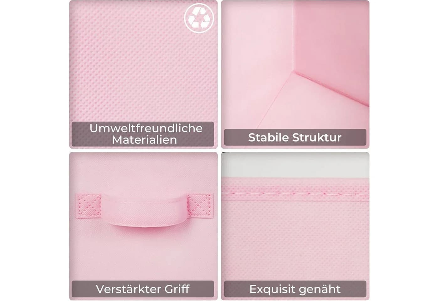 LuxusKollektion Faltbox Aufbewahrungswürfel Stoff Rosa 6er Set - Bild 4