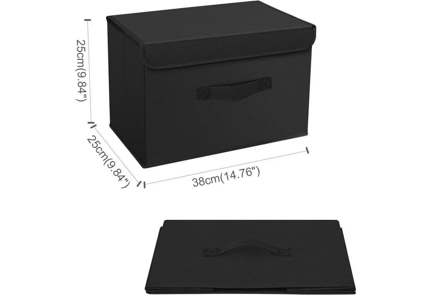 LuxusKollektion Faltbox 2er Set Schwarz mit Deckel und Griff