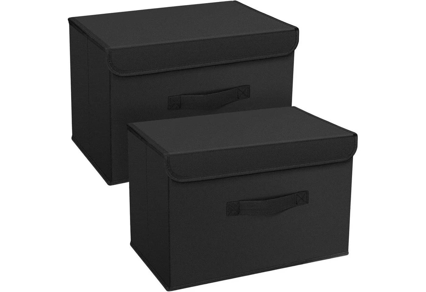 LuxusKollektion Faltbox 2er Set Schwarz mit Deckel und Griff - Bild 2