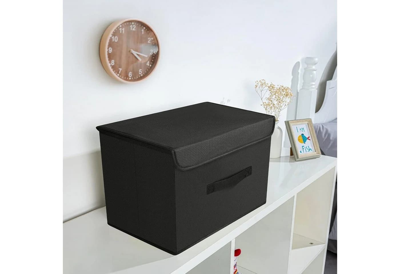 LuxusKollektion Faltbox 2er Set Schwarz mit Deckel und Griff - Bild 5