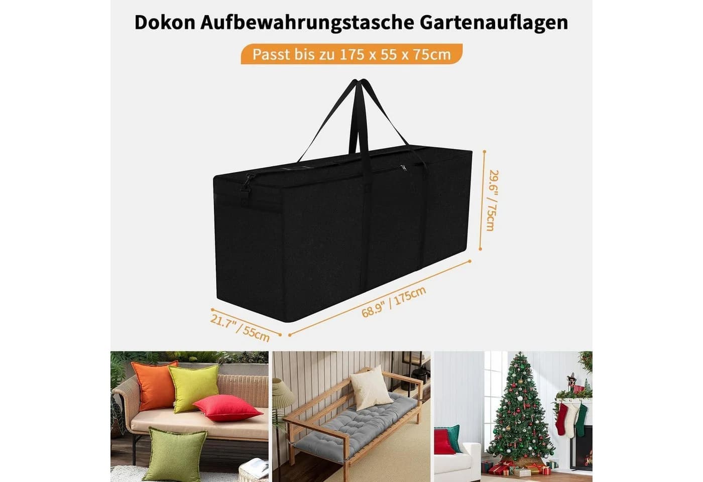 LuxusKollektion Auflagentasche Schwarz Wasserdicht 600D