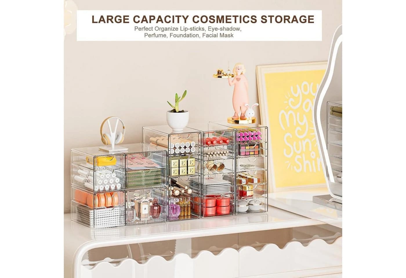 LuxusKollektion Kosmetikbox 10 Schubladen Transparent Acryl Organizer