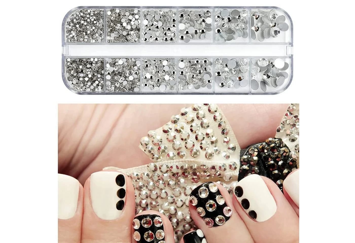 LuxusKollektion Strasssteine Set 2150 Stück für Nagel Kunst, Kleidung - 6 Größen - Bild 3