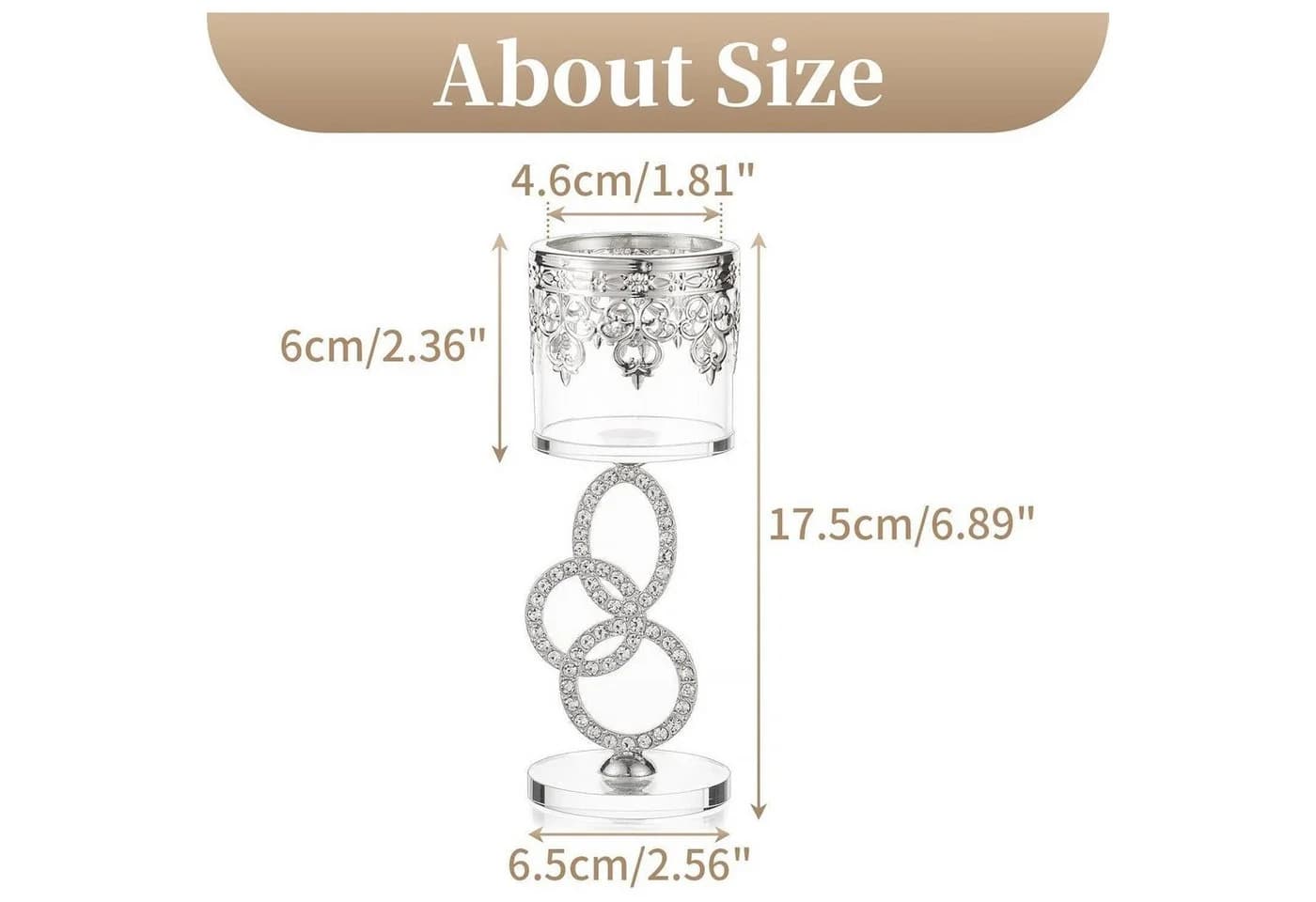 LuxusKollektion Dekohänger Kristallglas Teelichthalter 2er Set Silber - Bild 5