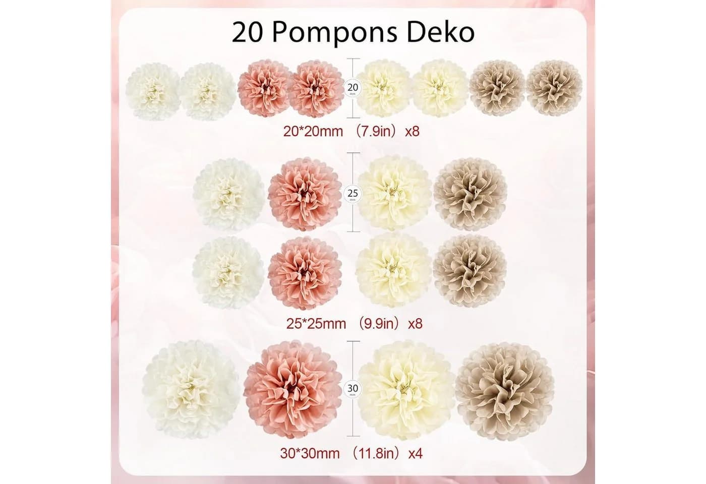 LuxusKollektion Seidenpapier Pompons Rosegold Vintage Deko