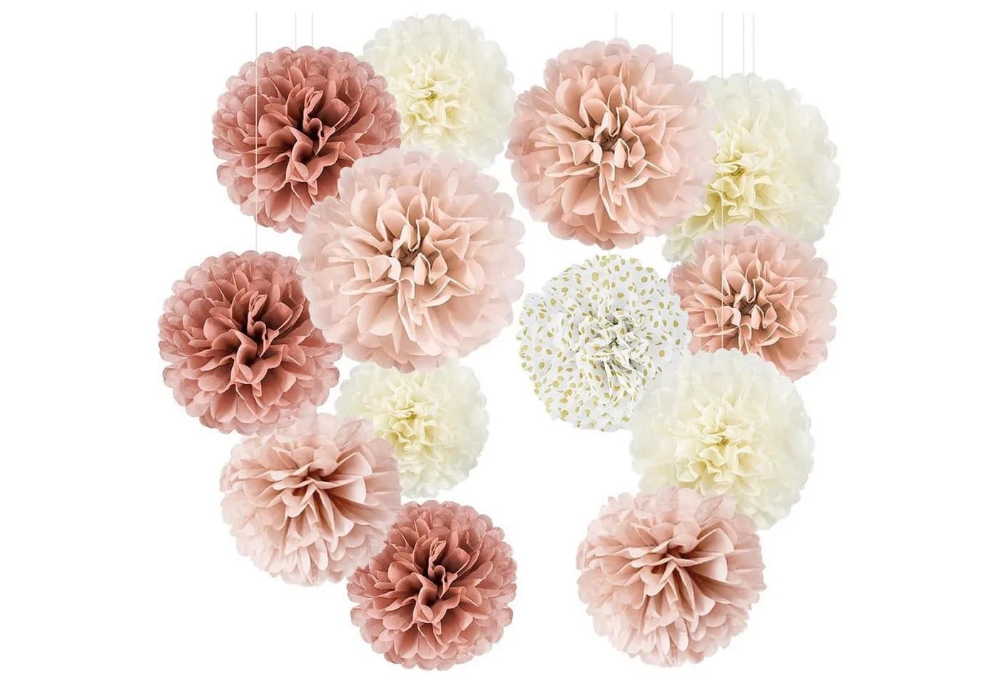 LuxusKollektion Deko-Set Seidenpapier Pompons Roségold Rosa 13-tlg. - Bild 2