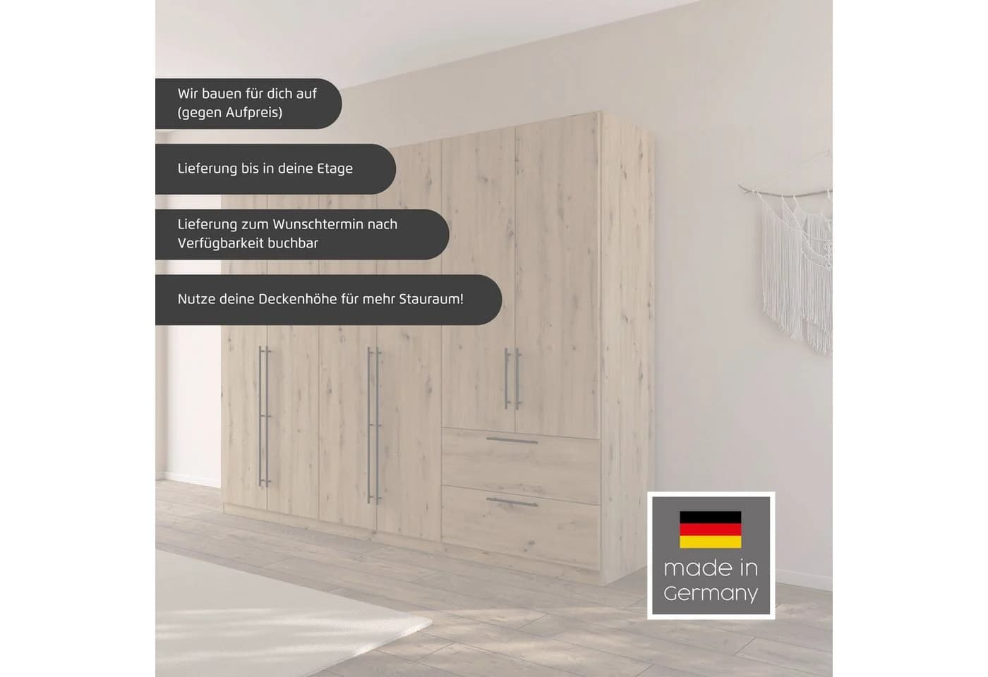Rauch AVOLA Kleiderschrank Drehtürenschrank Alpinweiß Schwarz - Bild 3