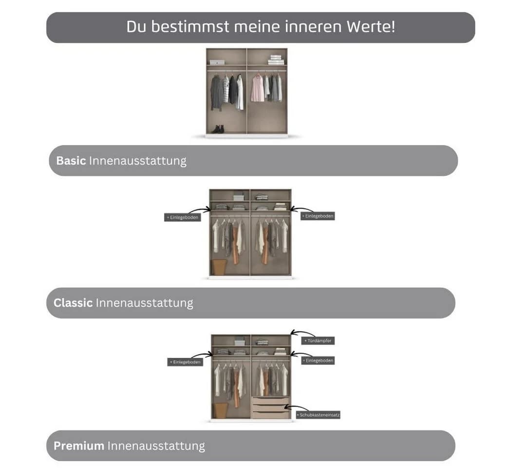 Rauch AVOLA Kleiderschrank Drehtürenschrank Alpinweiß Schwarz - Bild 5