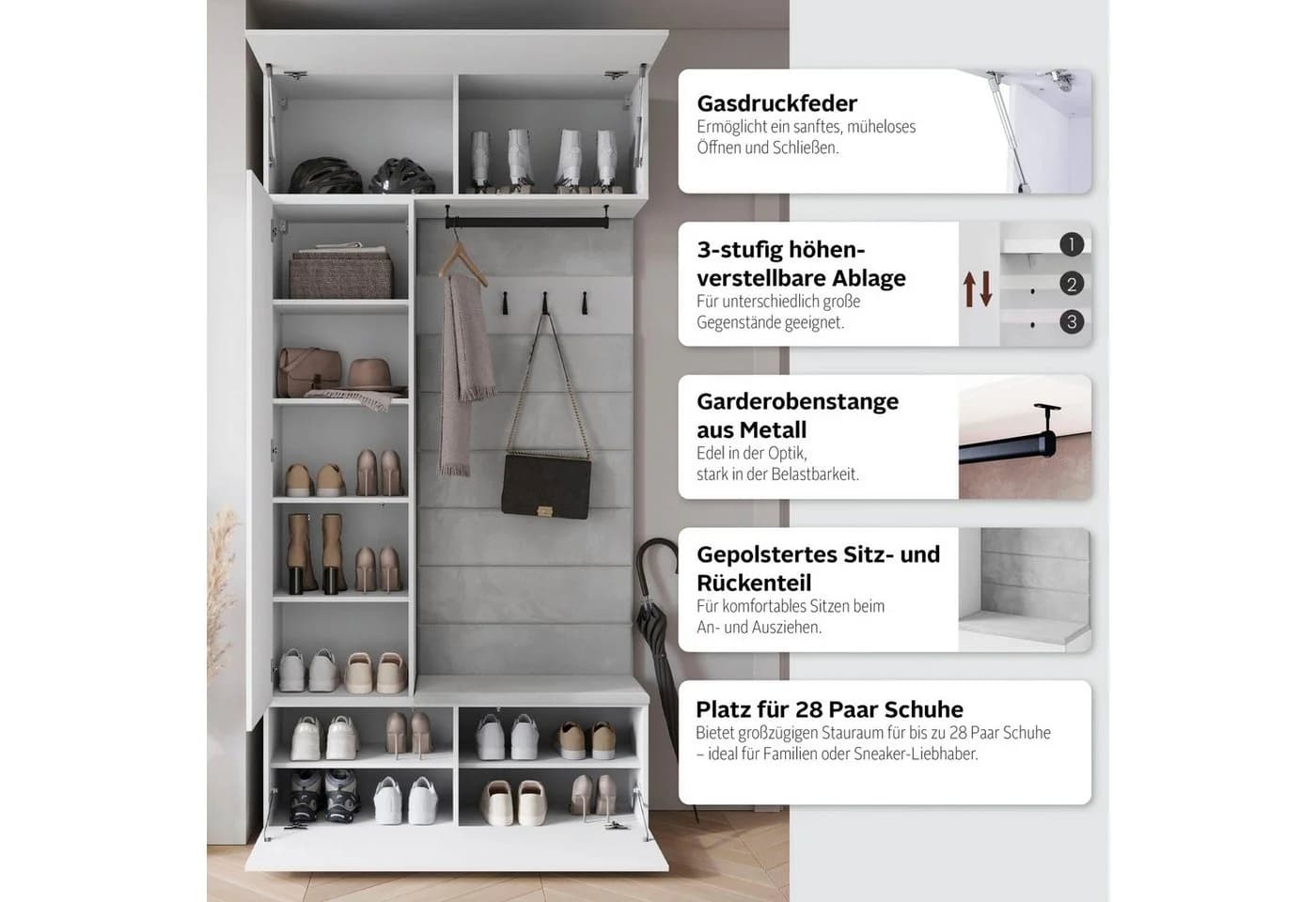 HOME AFFAIRE Garderoben-Set TEJO Pallad grau - Bild 3
