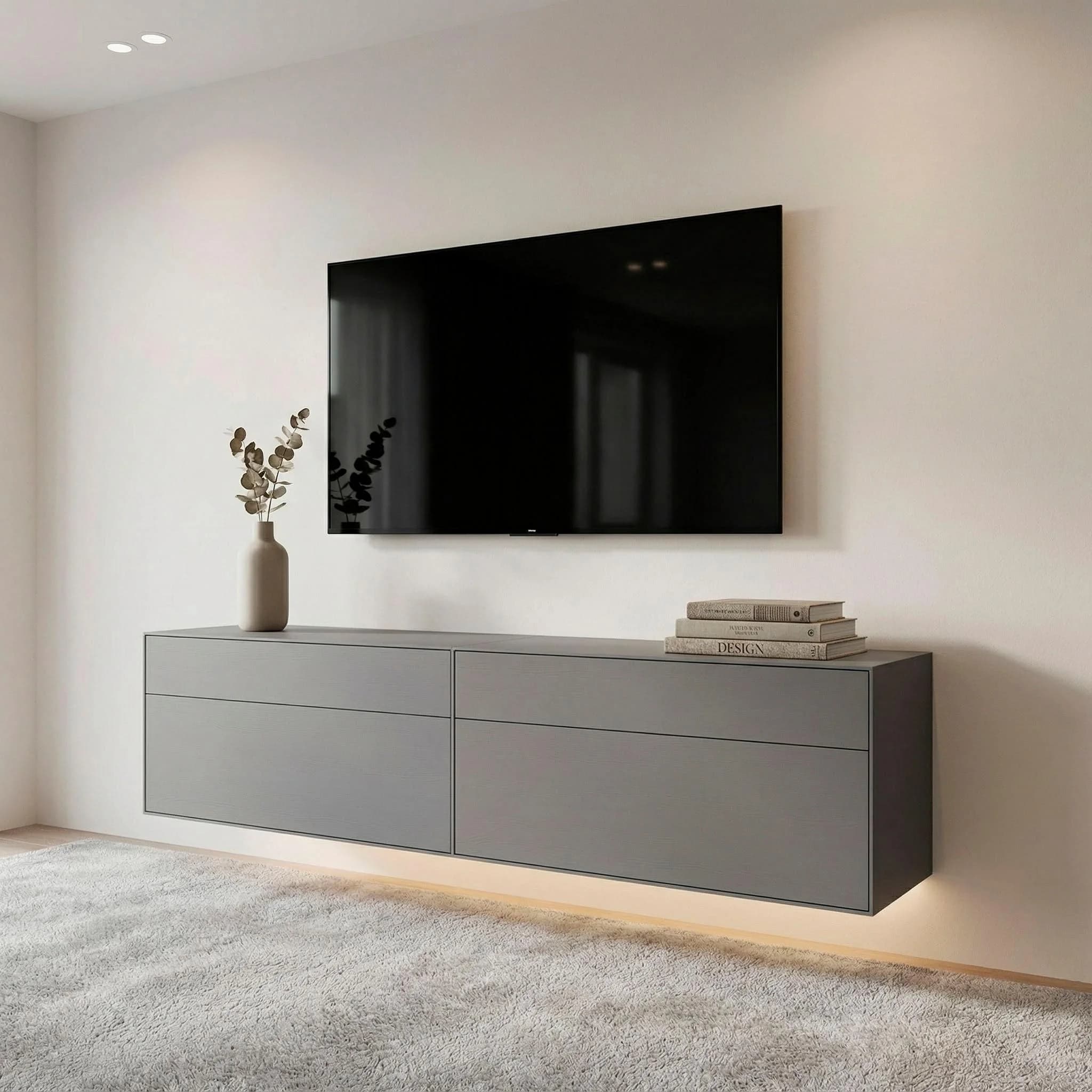 LeGer Home Lowboard Essentials TV-Schrank Graphit 4 Schubladen