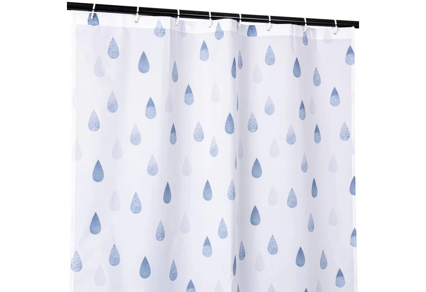 ANRO Duschvorhang FASTY Regentropfen Blau/Grau Polyester - Bild 2