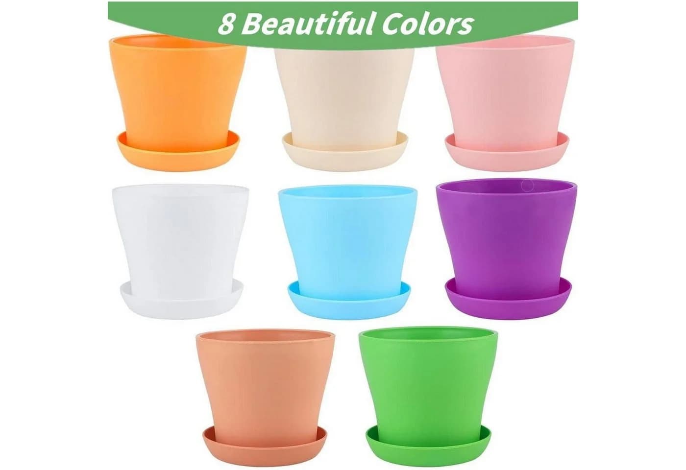 LuxusKollektion Blumentopf-Set 8er bunt Kunststoff mit Untersetzern - Bild 4