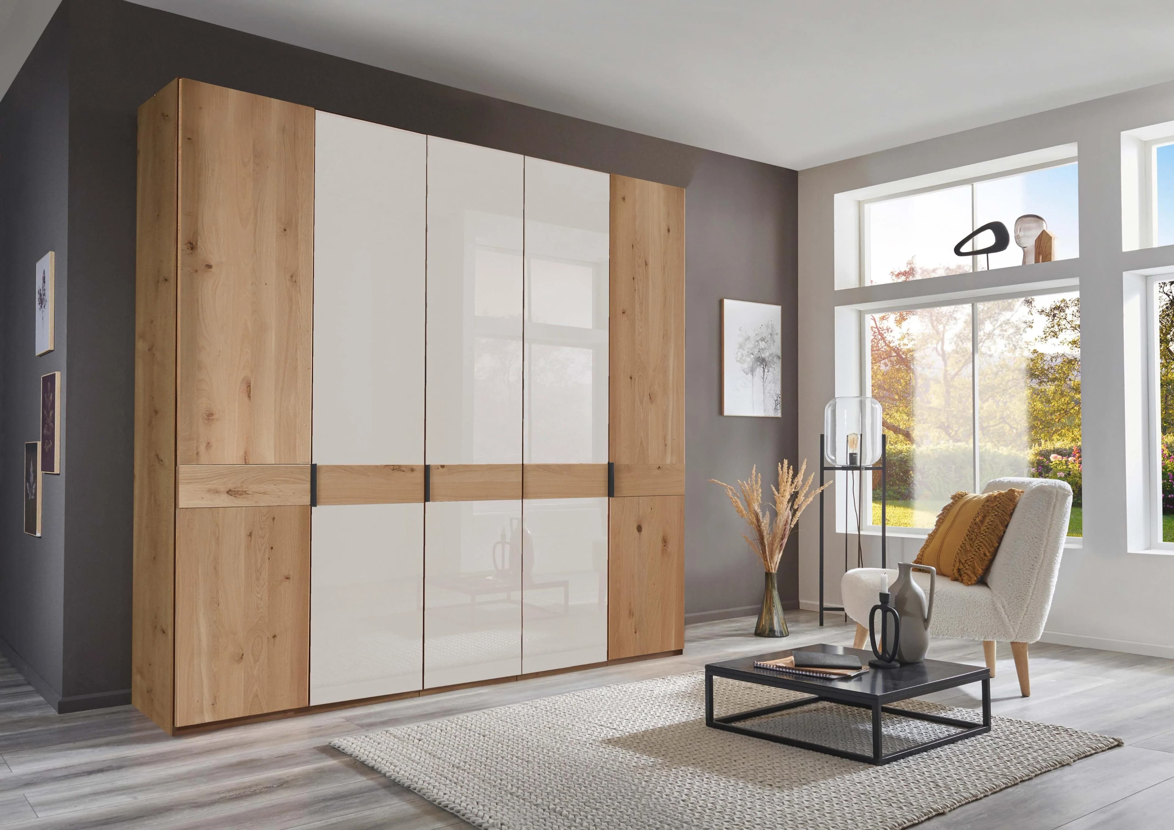 Wiemann Kleiderschrank Cardiff Massivholz Glas Weiß