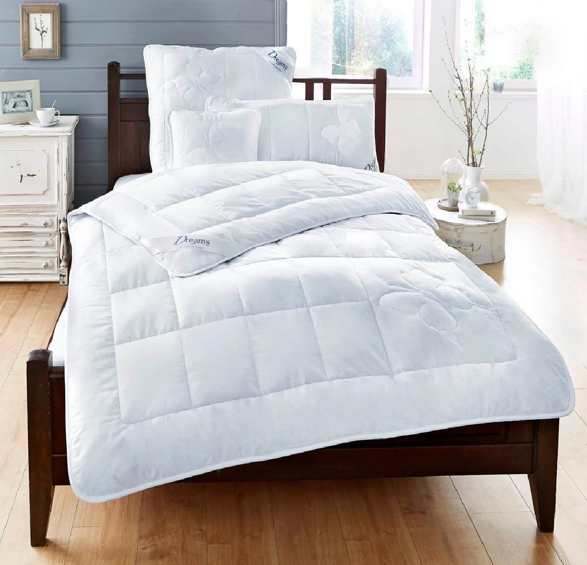 DREAMS Classic Seide Naturfaserkissen Weiß 80x80cm Baumwolle Polyester