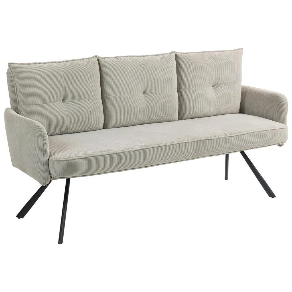 Novel Sitzbank Hellbraun Metall Textil 3-Sitzer mit Rückenlehne