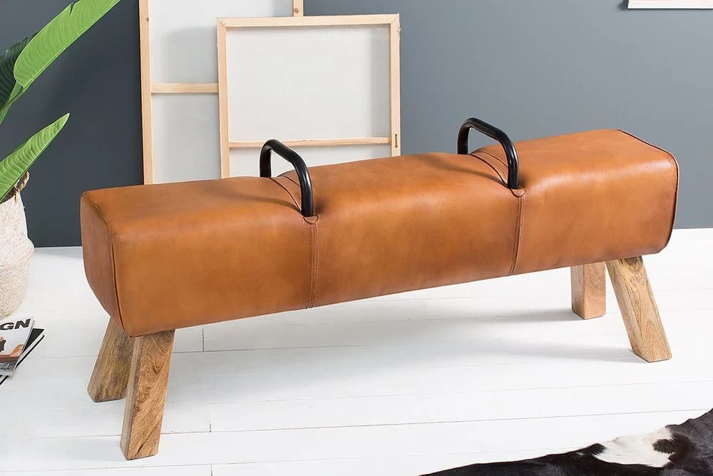 riess-ambiente Sitzbank TURNBOCK 134cm hellbraun Echtleder