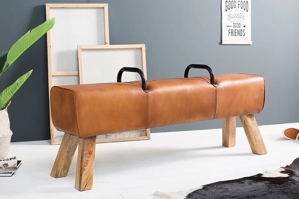 riess-ambiente Sitzbank TURNBOCK 134cm hellbraun Echtleder - Bild 2