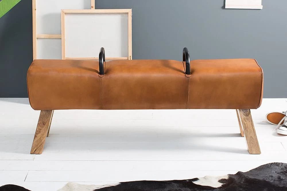 riess-ambiente Sitzbank TURNBOCK 134cm hellbraun Echtleder - Bild 3