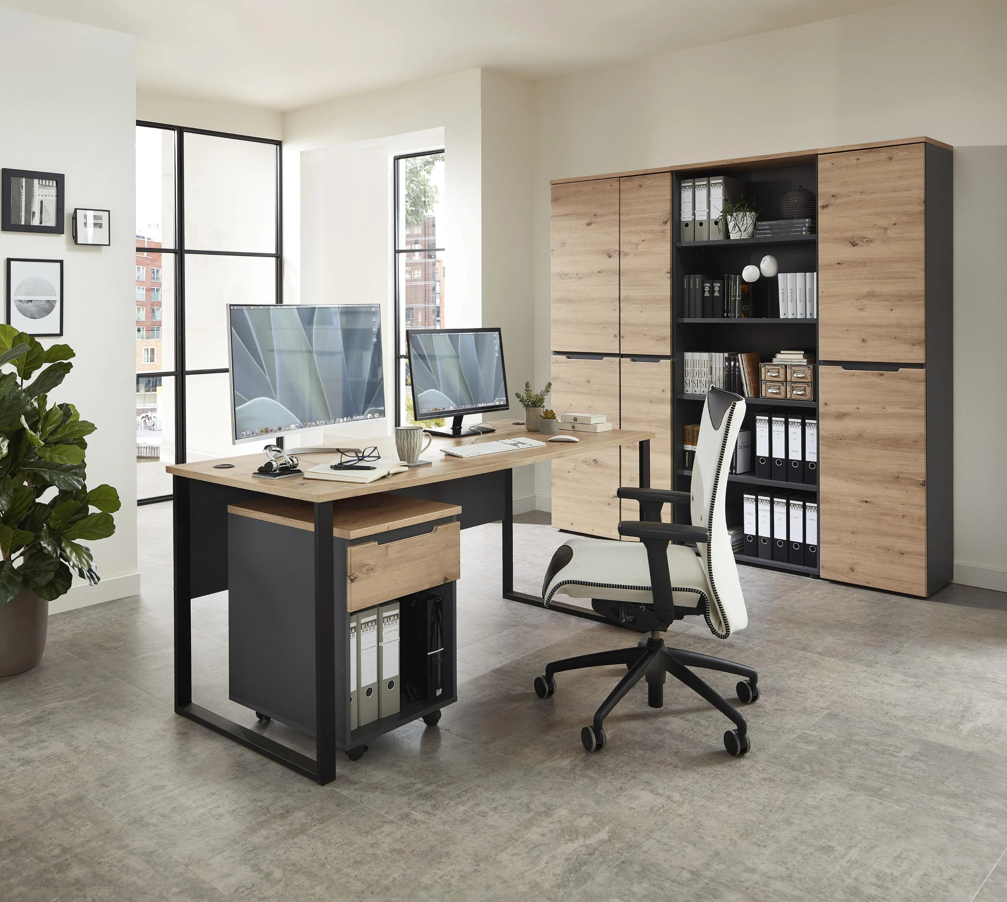 Aktenschrank INNOSTYLE Grau Graphit Holzoptik 2-Türer mit Soft-Close - Bild 2