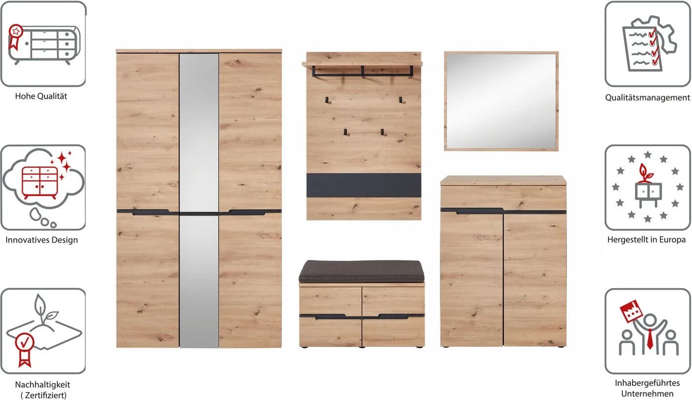 Garderoben-Set INNOSTYLE MEMPHIS Braun Artisan Eiche Modern - Bild 1