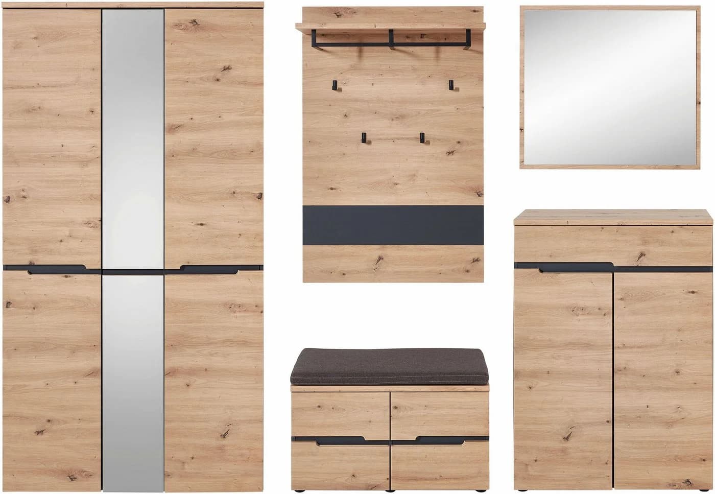 Garderoben-Set INNOSTYLE MEMPHIS Braun Artisan Eiche Modern - Bild 2
