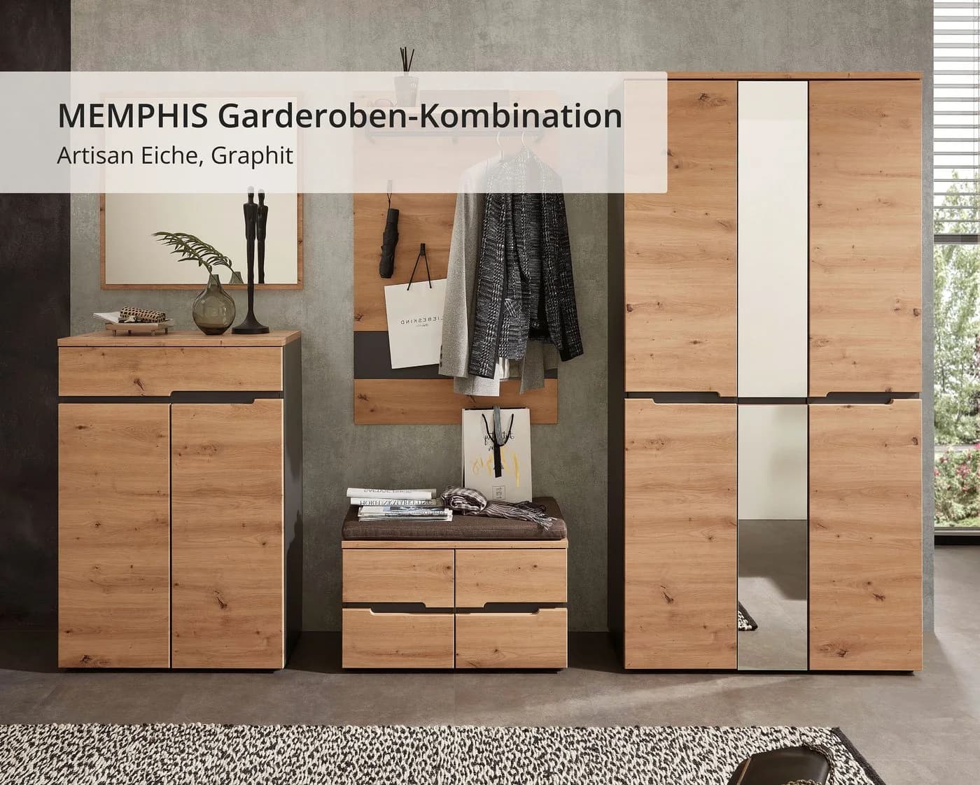 Garderoben-Set INNOSTYLE MEMPHIS Braun Artisan Eiche Modern - Bild 3