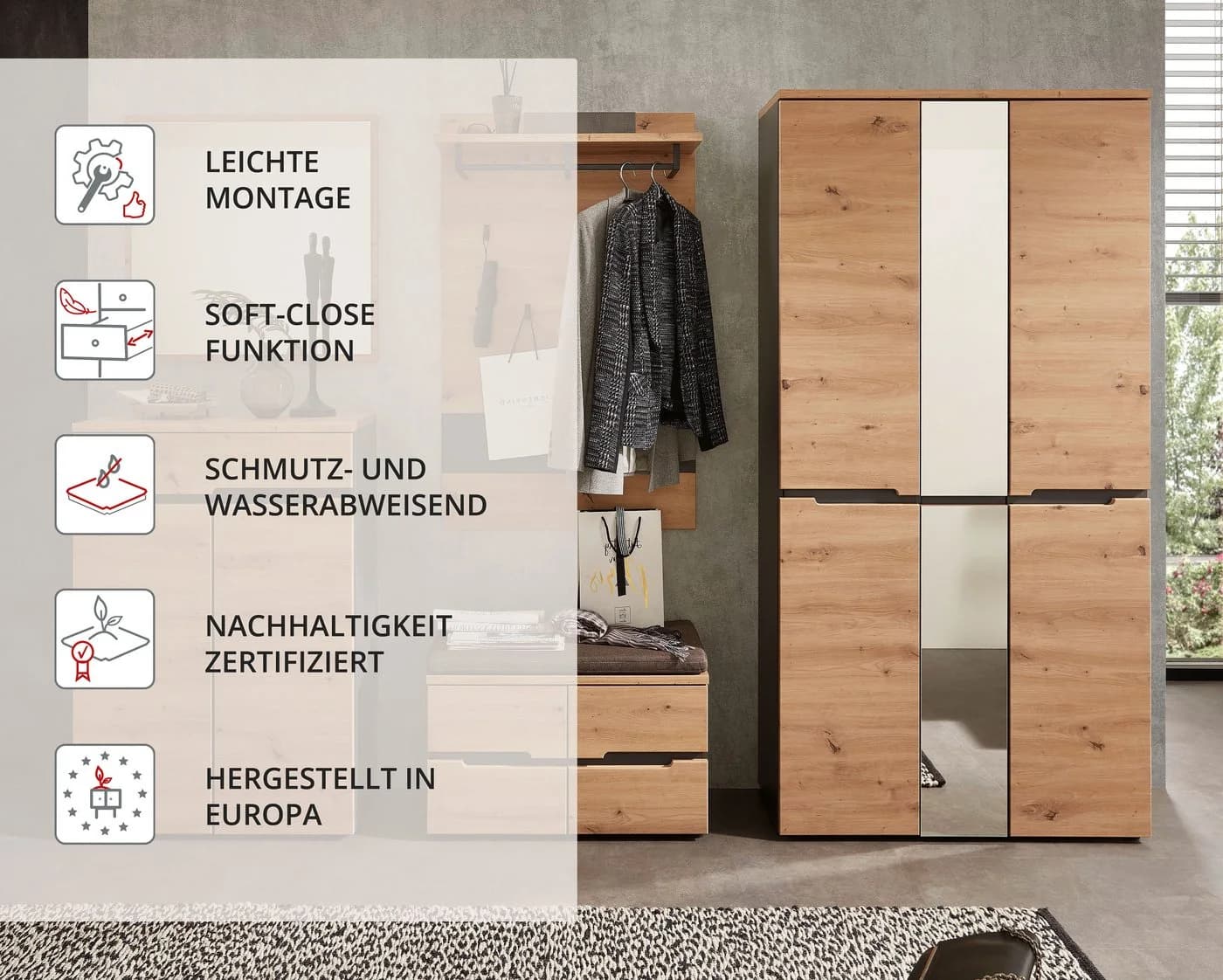 Garderoben-Set INNOSTYLE MEMPHIS Braun Artisan Eiche Modern - Bild 5