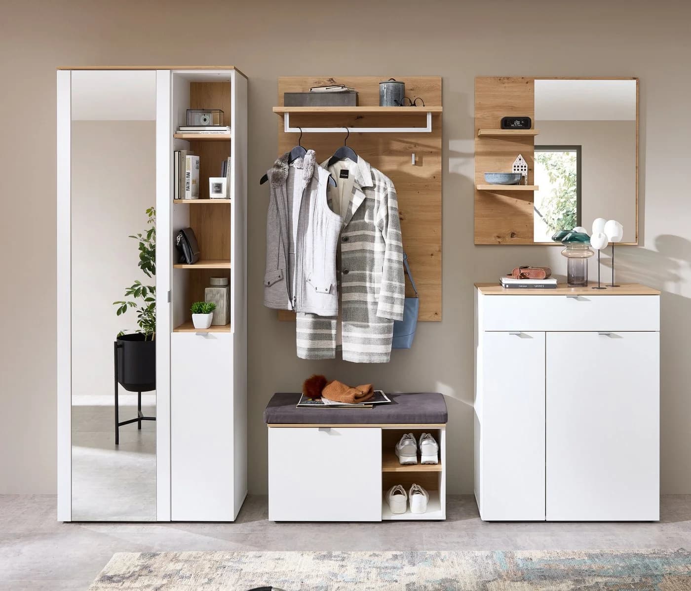 INNOSTYLE Bari Garderoben-Set 5-teilig Weiß Artisan Eiche - Bild 1