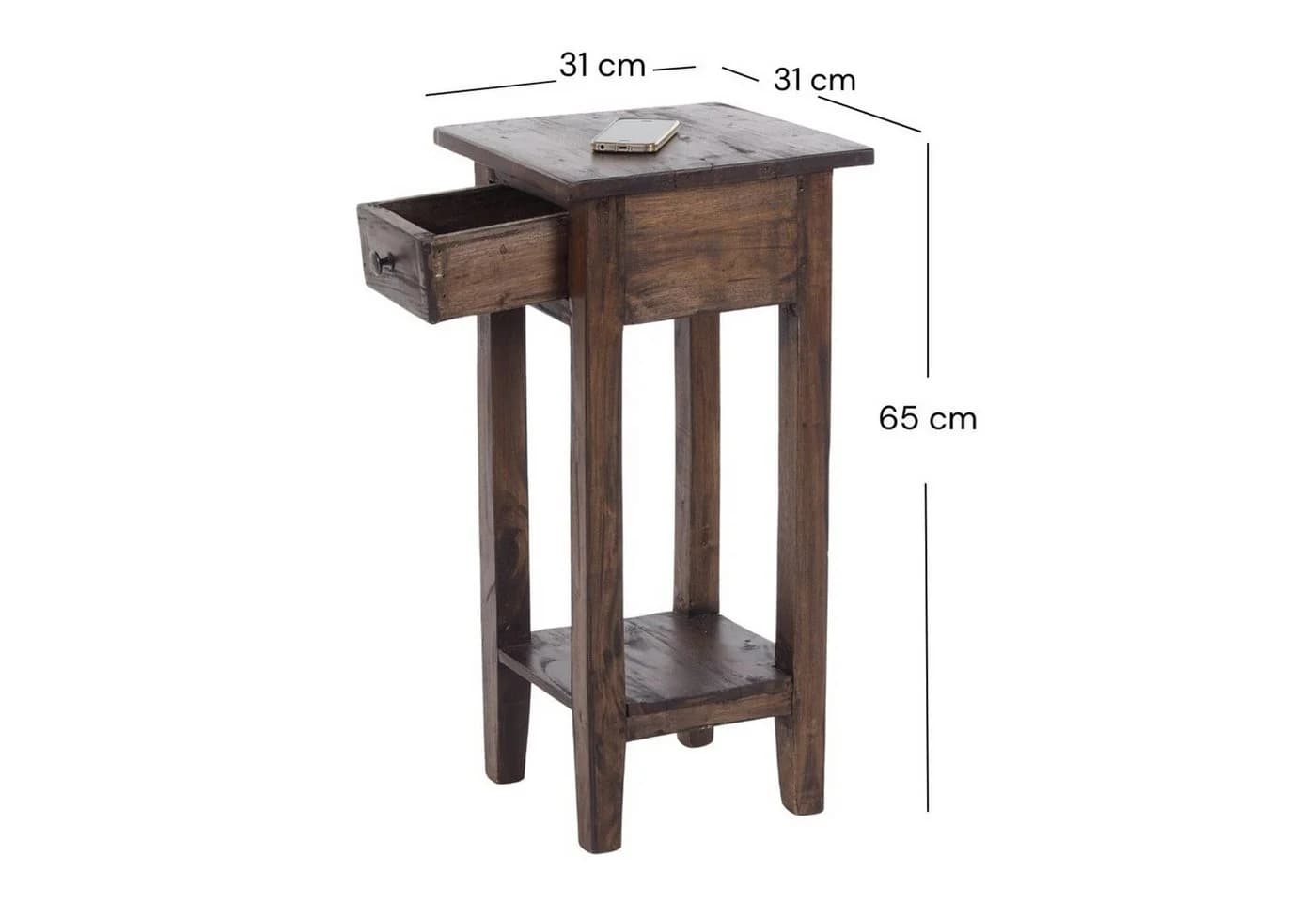 DESIGN DELIGHTS Telefontisch DRAWER 65 Altholz massiv Shabby - Bild 1