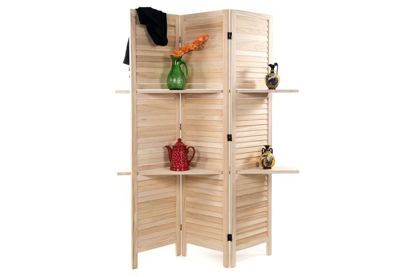 DESIGN DELIGHTS Paravent Raumteiler Cottage II mit Regalböden Natur