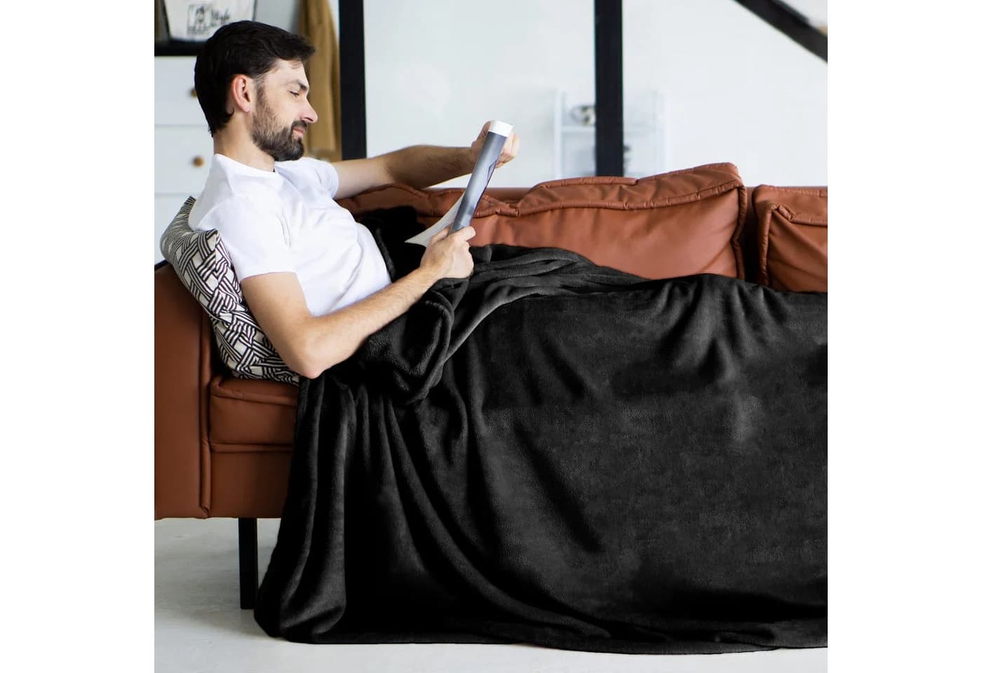Gräfenstayn Wohndecke Kuscheldecke Schwarz Super Weich & Flauschig